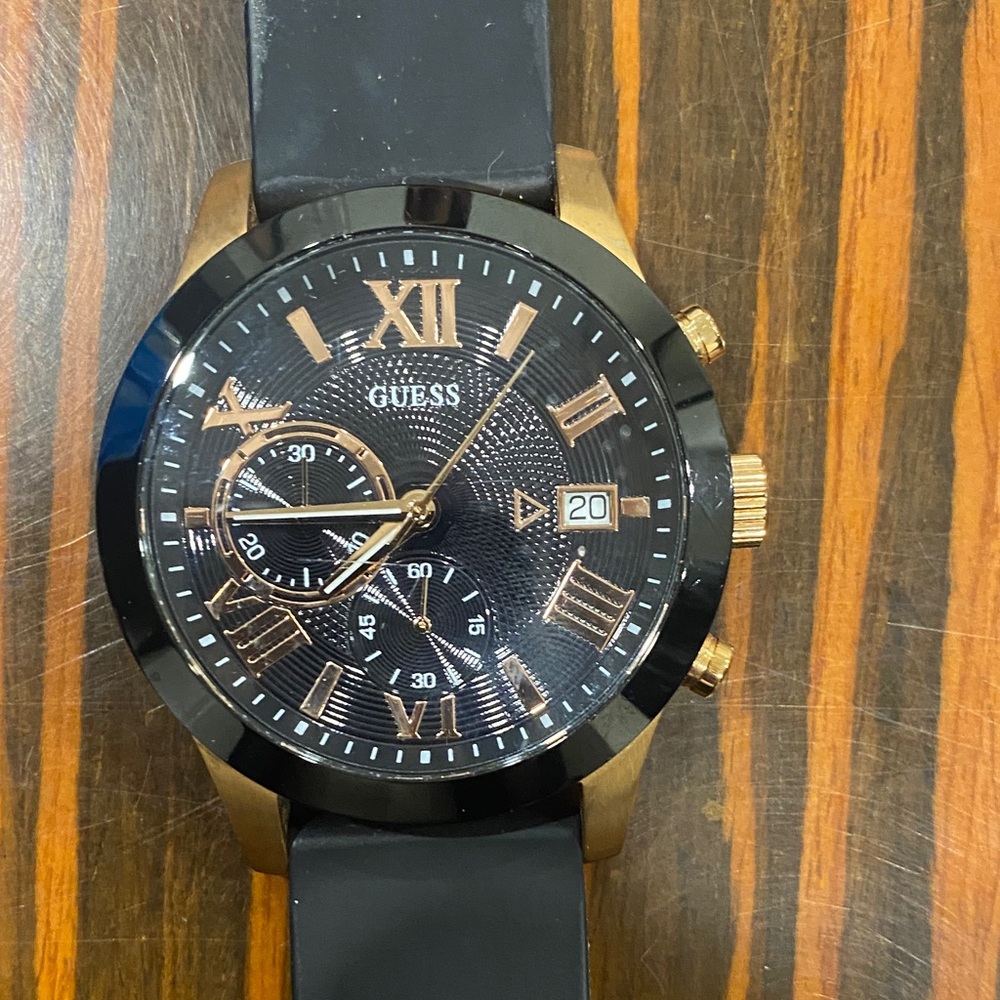 Guess Black and Gold Chronograph Watch